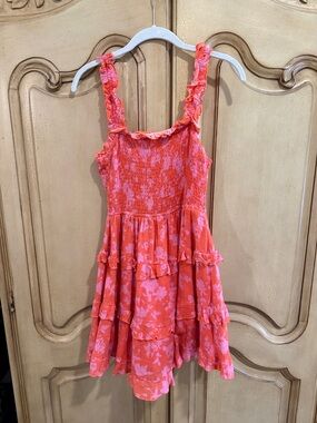 The Impeccable Pig Coral Pink Floral Ruffle Sundress